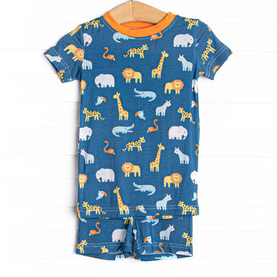 Wild Child Bamboo Pajama Short Set, Blue