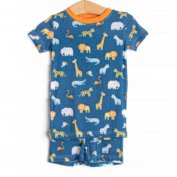 Wild Child Bamboo Pajama Short Set, Blue