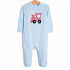 Locomotive Lad Applique Romper, Blue