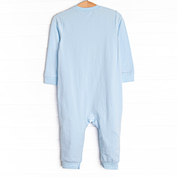 Locomotive Lad Applique Romper, Blue