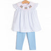 Bye Bye Butterfly Smocked Legging Set, Blue