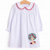 Autumn Apples Applique Dress, White