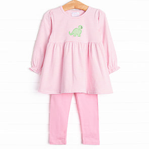 Dino-roar Applique Legging Set, Pink