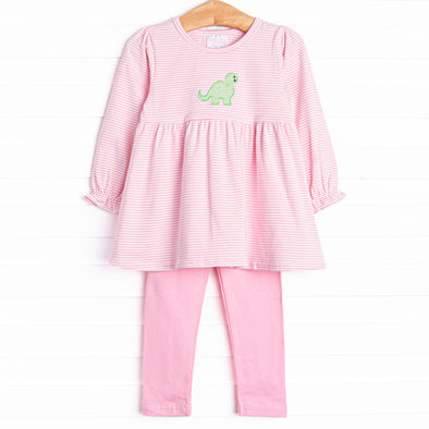 Dino-roar Applique Legging Set, Pink