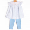 Bye Bye Butterfly Smocked Legging Set, Blue