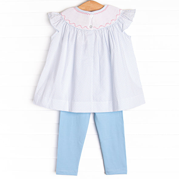 Bye Bye Butterfly Smocked Legging Set, Blue