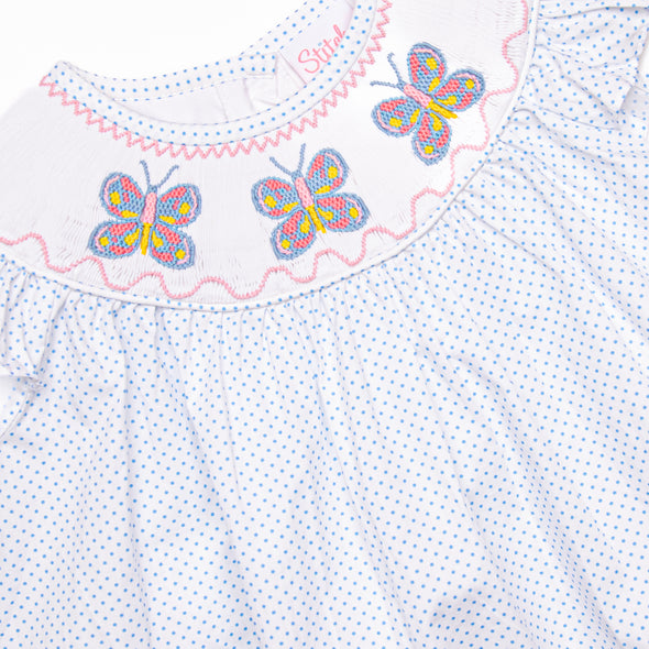 Bye Bye Butterfly Smocked Legging Set, Blue