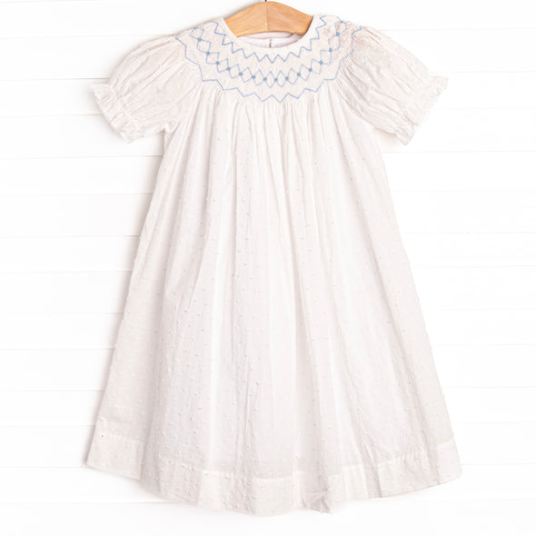 Sweet Spring Smocked Dress, White