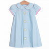 He is Risen Embroidered Dress, Blue