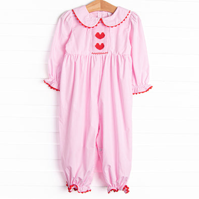 Secret Admirer Smocked Romper, Pink