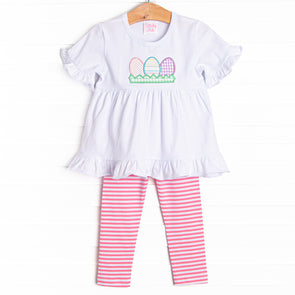 Egg-cellent Easter Applique Legging Set, Pink