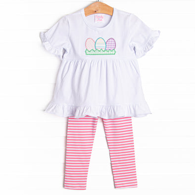 Egg-cellent Easter Applique Legging Set, Pink