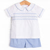 Sweet Spring Smocked Short Set, Blue