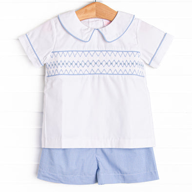 Sweet Spring Smocked Short Set, Blue