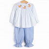 Pampered Pups Smocked Pant Set, Blue