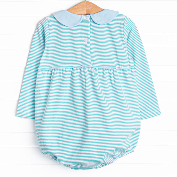 Elliot Long Sleeve Bubble, Blue and Mint Stripe