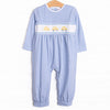 Bumper to Bumper Smocked Romper, Blue