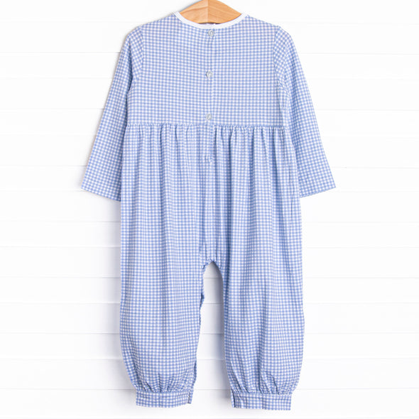 Bumper to Bumper Smocked Romper, Blue