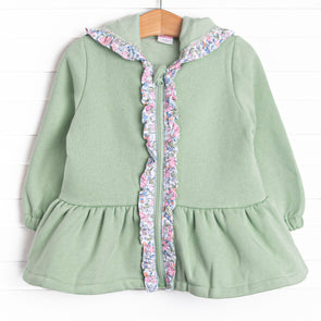 Francesca Florals Zip-Up Jacket, Green