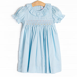 Bud and Bloom Smocked Dress, Blue