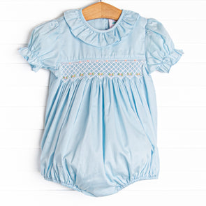 Bud and Bloom Smocked Bubble, Blue