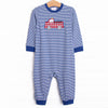 Firehouse Hero Applique Romper, Royal Blue Stripe