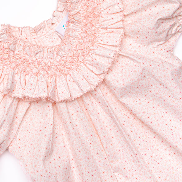 Powder Pink Petals Smocked Romper, Pink