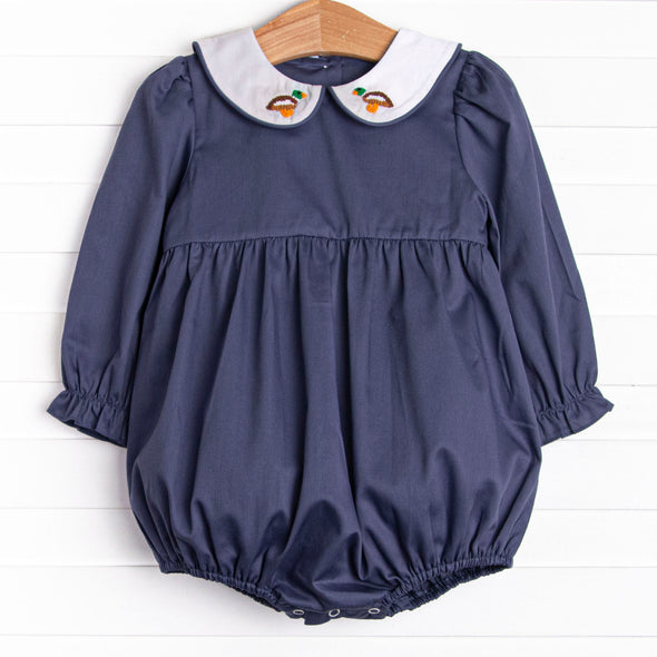 French Knot Mallard Embroidered Girl Bubble, Navy