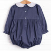 French Knot Mallard Embroidered Girl Bubble, Navy