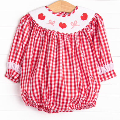 Romance and Ribbons Smocked Bubble, Red