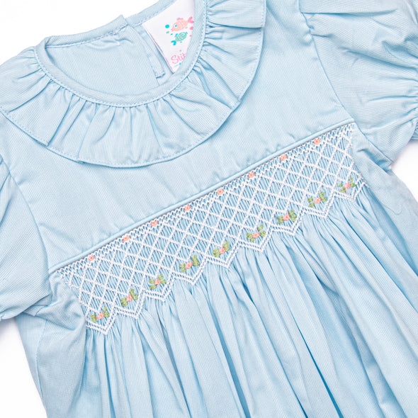 Bud and Bloom Smocked Bubble, Blue