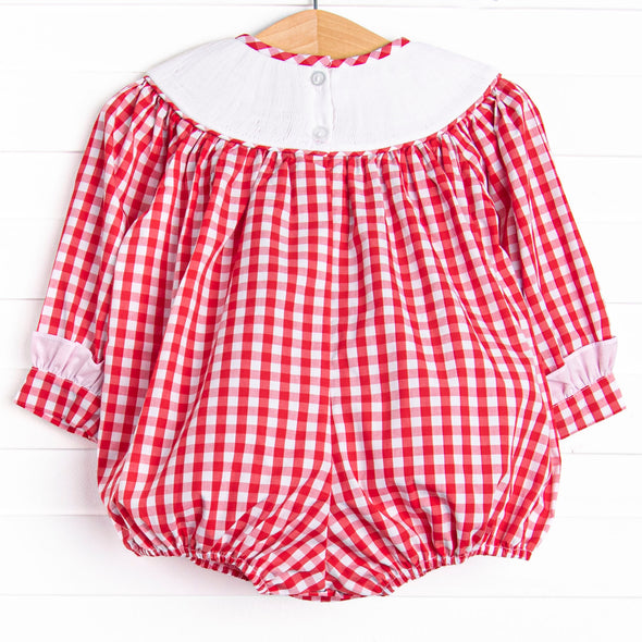 Romance and Ribbons Smocked Bubble, Red