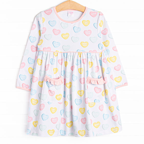 Candy Hearts Pocket Dress, Pink