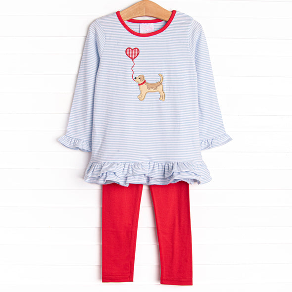 Heart On A String Applique Legging Set, Red