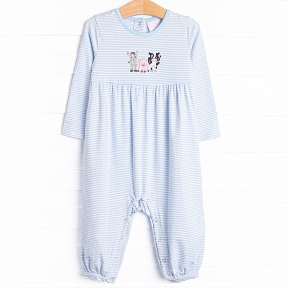 Farm Animal Favorites Applique Romper, Blue