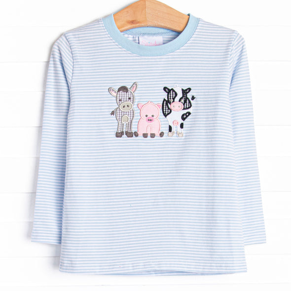 Farm Animal Favorites Applique Top, Blue