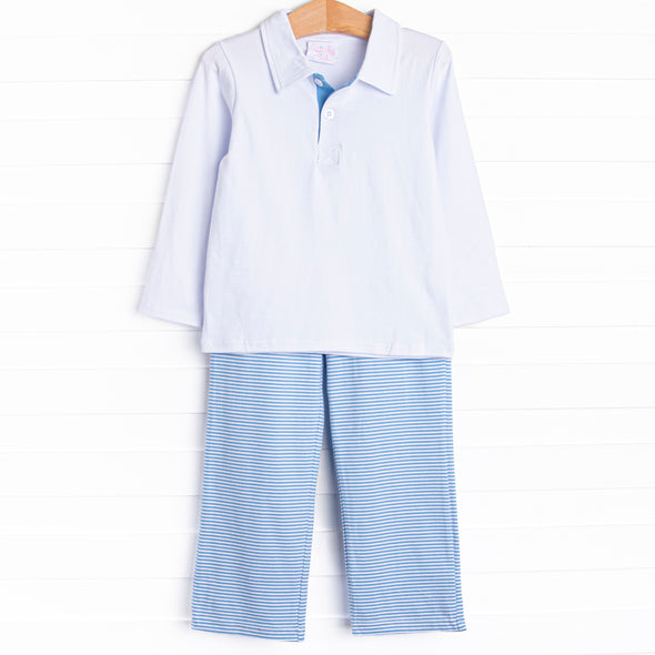 Levi Pant Set, Medium Blue Stripe