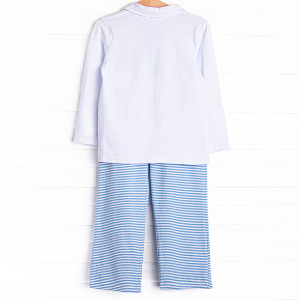 Levi Pant Set, Medium Blue Stripe