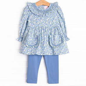 Primrose Proper Smocked Legging Set, Blue