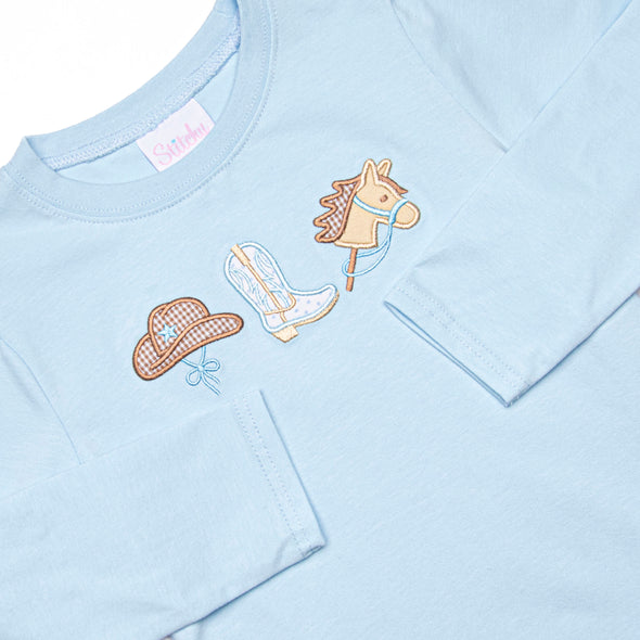 Rodeo Rider Applique Top, Blue