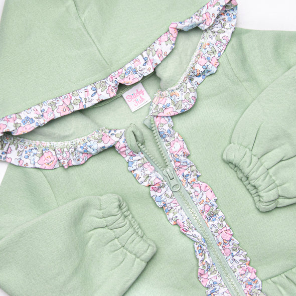 Francesca Florals Zip-Up Jacket, Green