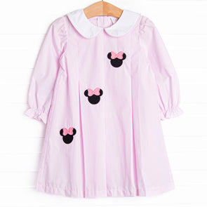 Day at the Park Applique Long Sleeve Dress, Pink