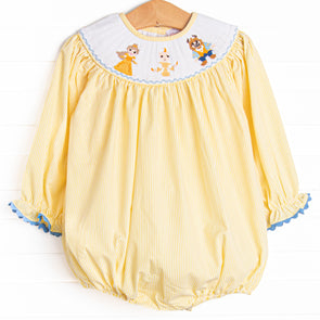 Blushing Beauty Smocked Long Sleeve Bubble, Yellow