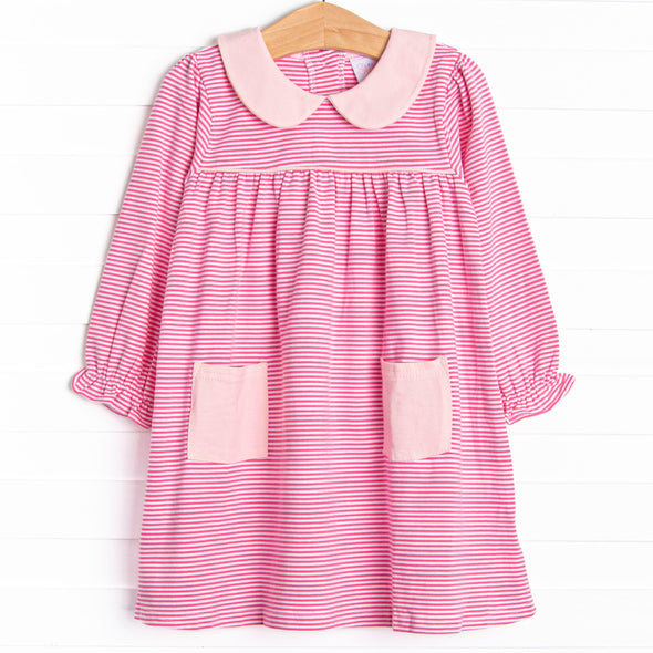 Lauren Dress, Medium Pink Stripe