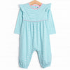 Gracie Romper, Pink and Mint Stripe