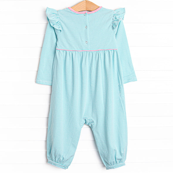 Gracie Romper, Pink and Mint Stripe