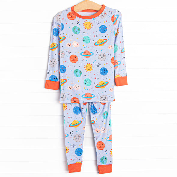 Spacing Out Bamboo Pajama Set, Blue