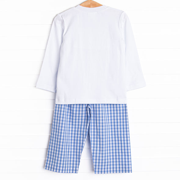 Pond Paddlers Smocked Pant Set, Blue