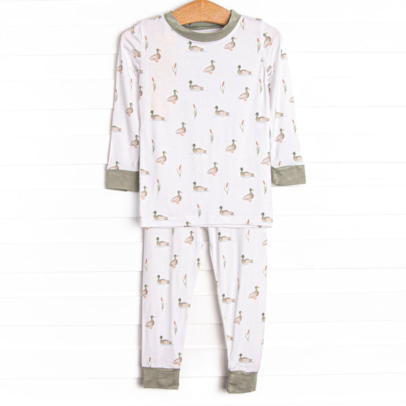 Migrating Mallard Bamboo Pajama Set, Green