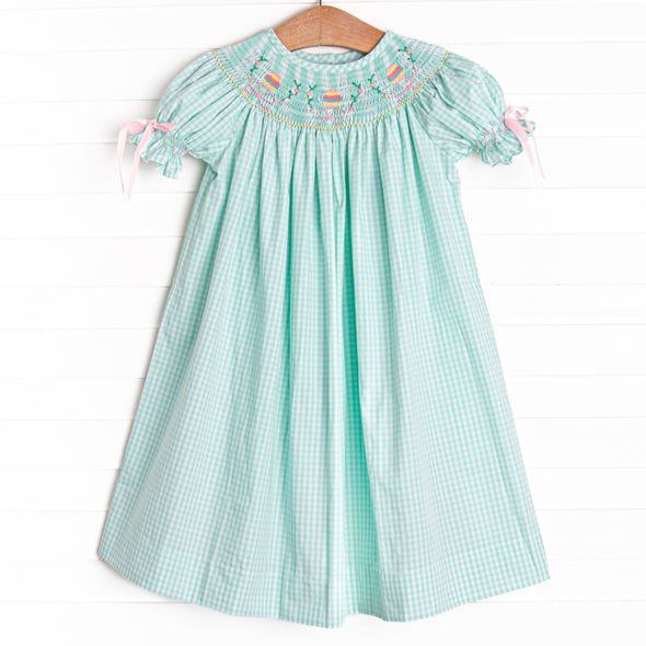 Egg-stra Special Sunday Smocked Bishop Dress, Mint